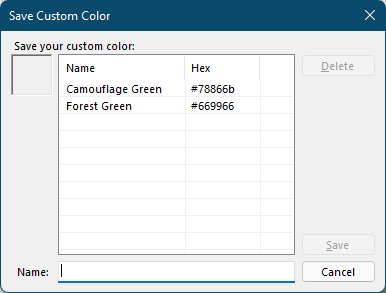 Save Custom Color